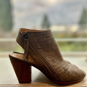 Paul Green Zipped Open-Toe “Cayanne” in Metallic.